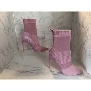 Steve Madden Maxwelle Boot Bootie Pink Rhinestone Heel Size 9M Pink, New No Box